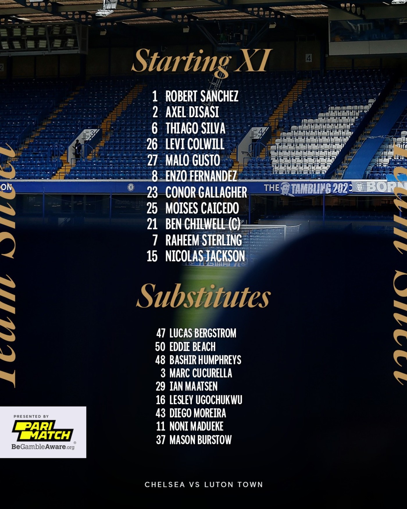 Confirmed Chelsea line up vs Luton News Official Site